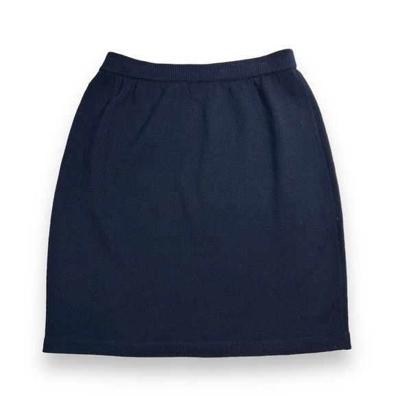 St. John Collection Santana Knit Wool Blend Mini Skirt Womens 6 Navy blue - Picture 2 of 4